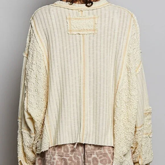 NWT POL V-Neck Long Sleeve Top with Stitch Detail - Picture 4 of 5